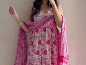 White & Pink Floral Suit Set with Dupatta – Bloom in Grace