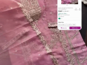 Chic Hand-Embroidered Pink Kurta Set at Just ₹247