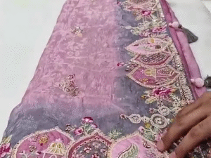 Elegant Organza Saree With Sequin Embroidery And Designer Blouse