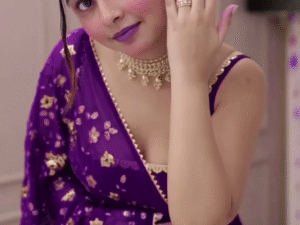 heavy purple anarkali set with embroidered dupatta