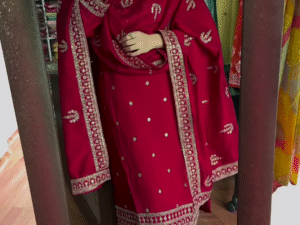 maroon colour heavy handwork kurta set with dupatta