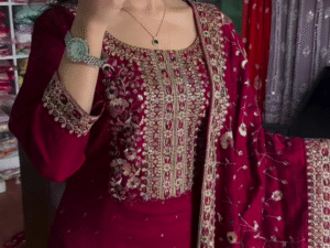 Multicolor silk heavy handwork kurta set with dupatta