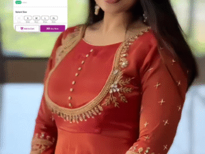 Radiant Elegance: Orange Soft Silk Anarkali Suit With Thread & Sequence Work