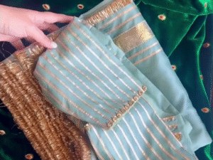 Beautiful Nylon Organza Embroidered Full Worked Saree With Stitched Blouse – Perfect for Weddings, Parties & Everyday Elegance