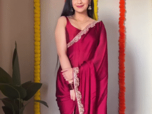 Women’s Ready-to-Wear Satin Silk Pre-Pleated Saree