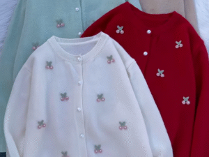 Clara round neck soft knit pearl button cardigan