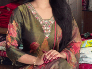 Woven Design Silk Blend Straight Kurta With Palazzos & Dupatta