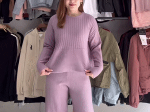 Self-Design Woollen Sweater & Palazzo Set – Elegant Winter Ensemble