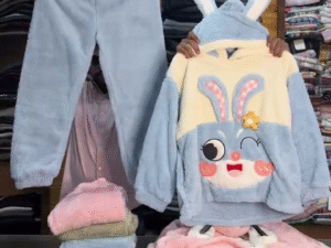 Ultra-Soft Winter Cartoon Furry Hoodie & Pajama Set | Super Cute Ears Design | Cozy Warm Nightwear for Kids, Teens & Adults 🐰🐻✨