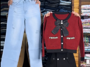 Women’s Premium 2-Piece Co-Ord Set – Bow Cardigan Top + High Waist Flare Pants (Luxury Korean Style) 🎀🤍🖤✨