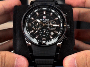 REWARD VIP Premium Black Chronograph Watch – Luxury Men’s Wrist Watch (All Black Business Edition) 🖤⌚🔥