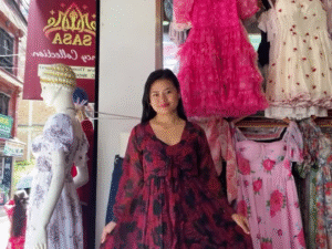 ❤️🖤 Red & Black Floral Long One-Piece Dress – Elegant, Flowing & Effortlessly Chic 🌸