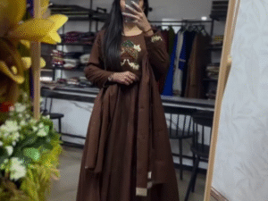 🤎 Royal Heritage Embroidered Anarkali Set 🤎✨