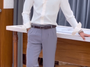 🤍👔 Timeless Sophistication: White Formal Shirt with Tailored Trousers