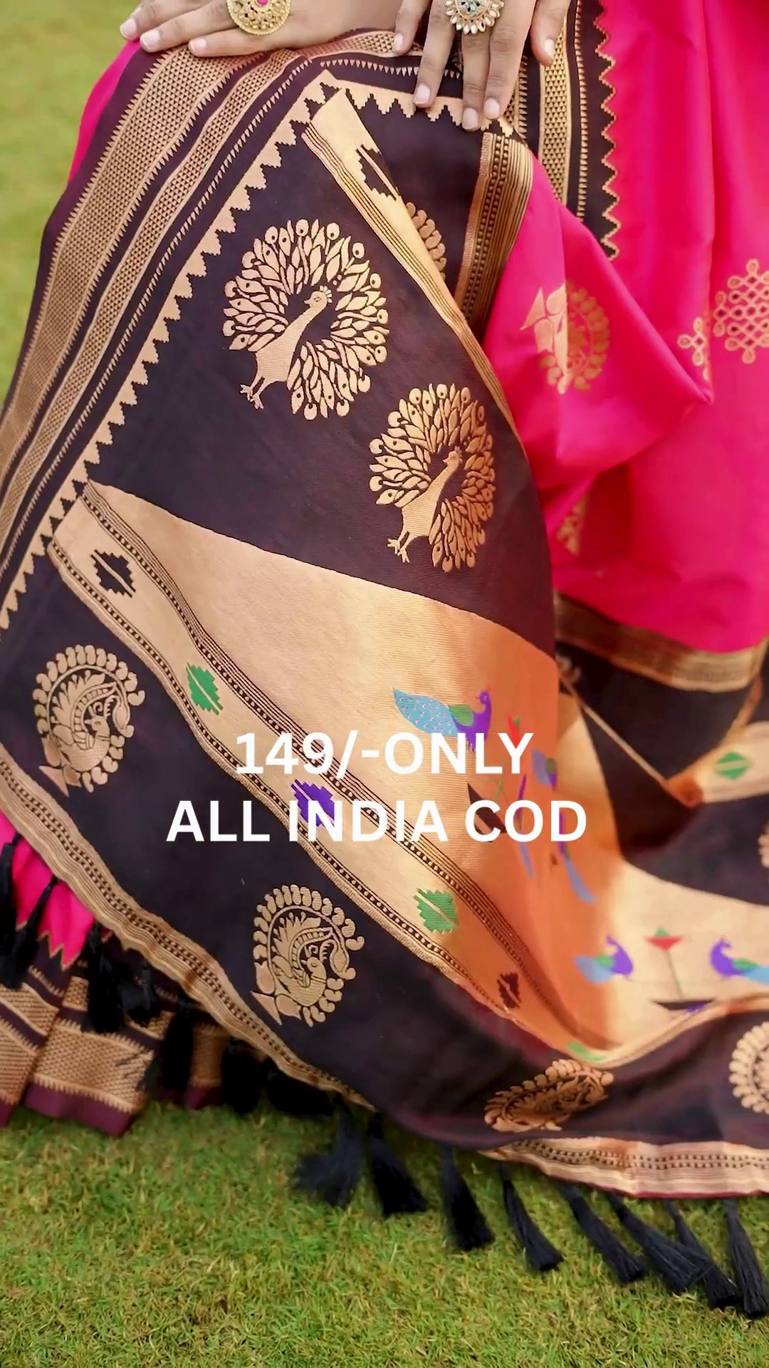 Pink Banarasi Style Traditional Saree - Image 5