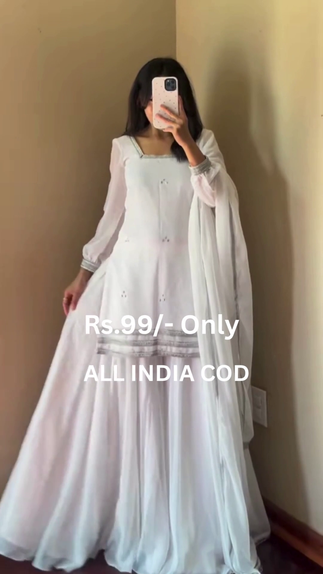 Elegant White Anarkali Suit Set - Image 2
