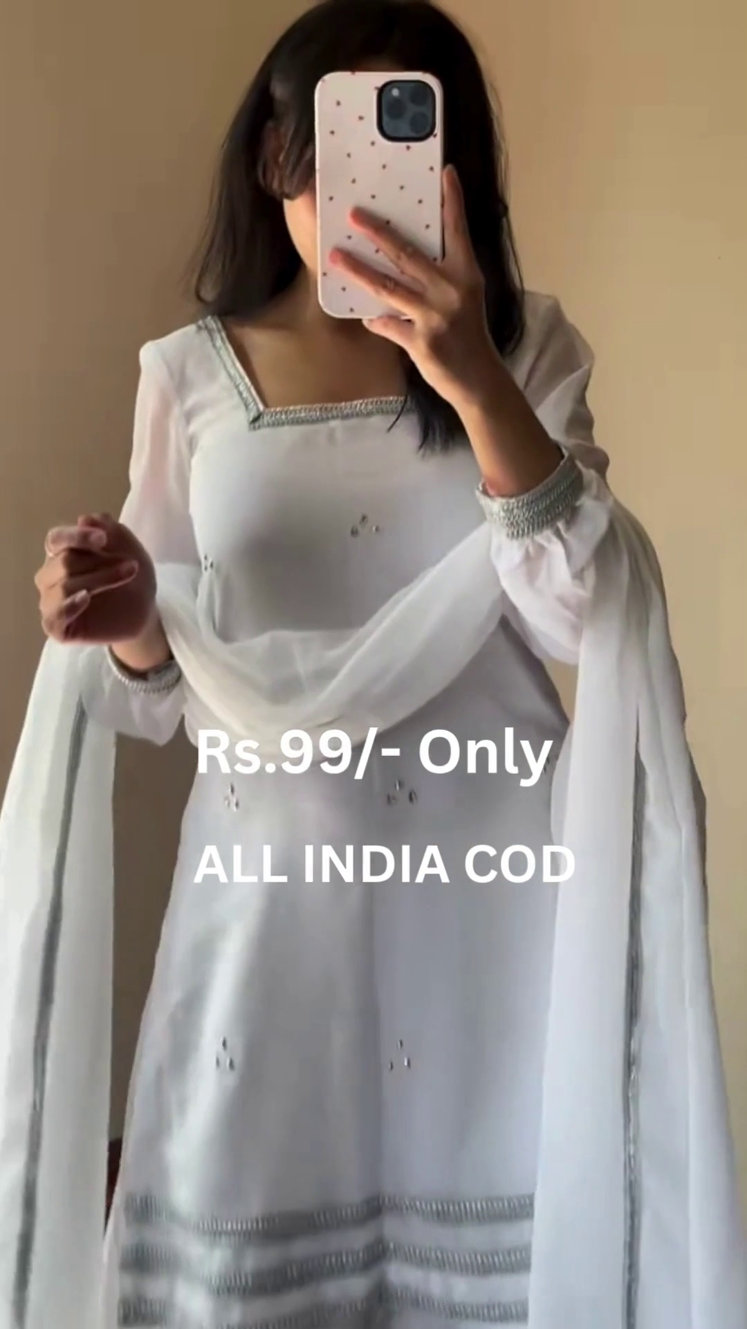 Elegant White Anarkali Suit Set - Image 6