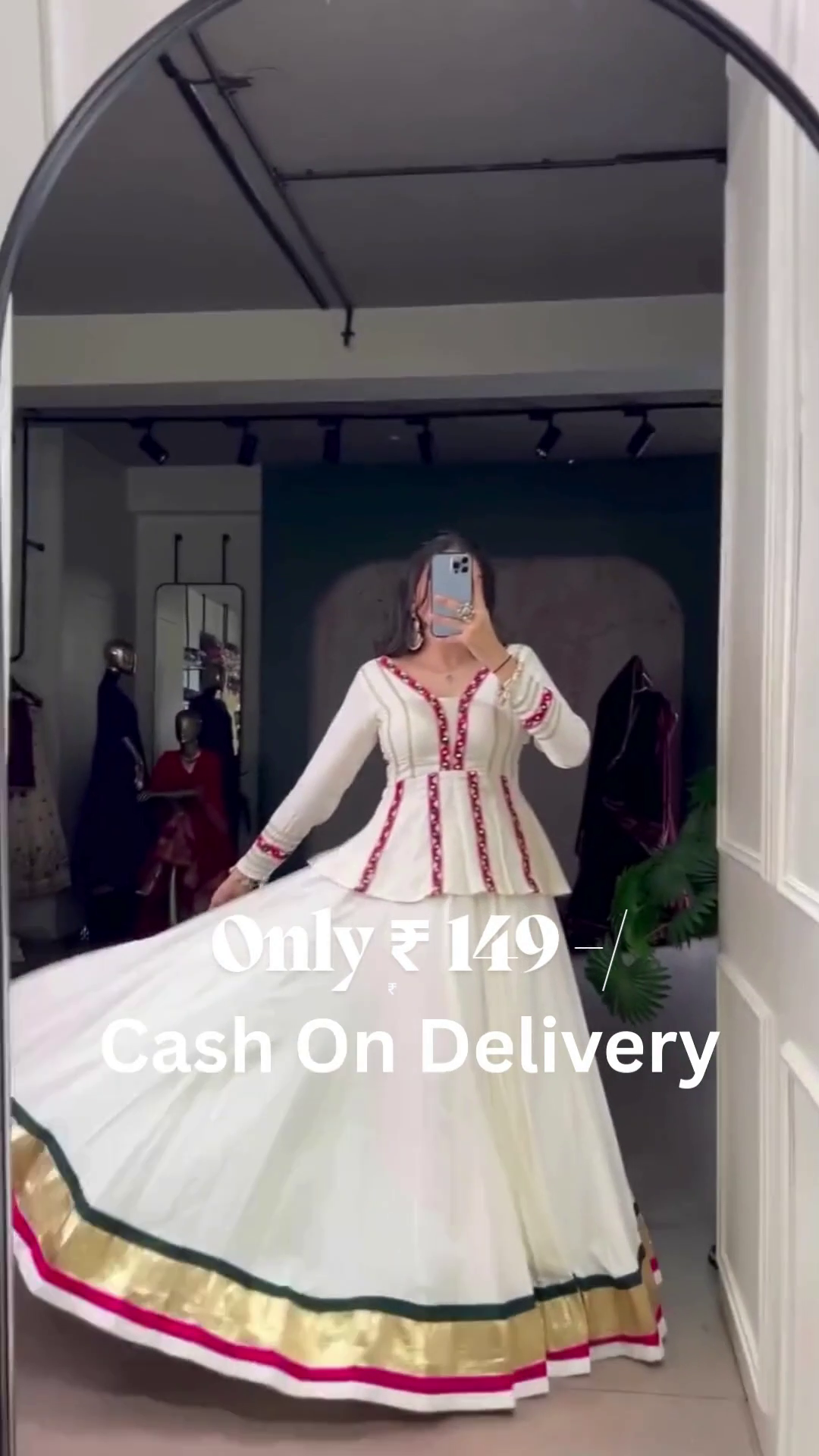 Designer White Peplum Sharara Set - Image 3
