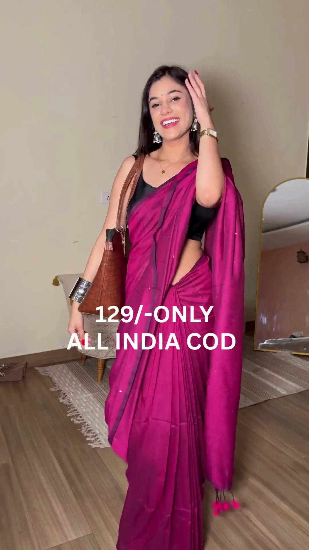 Golden Pink Party Wear Silk Saree - Image 6