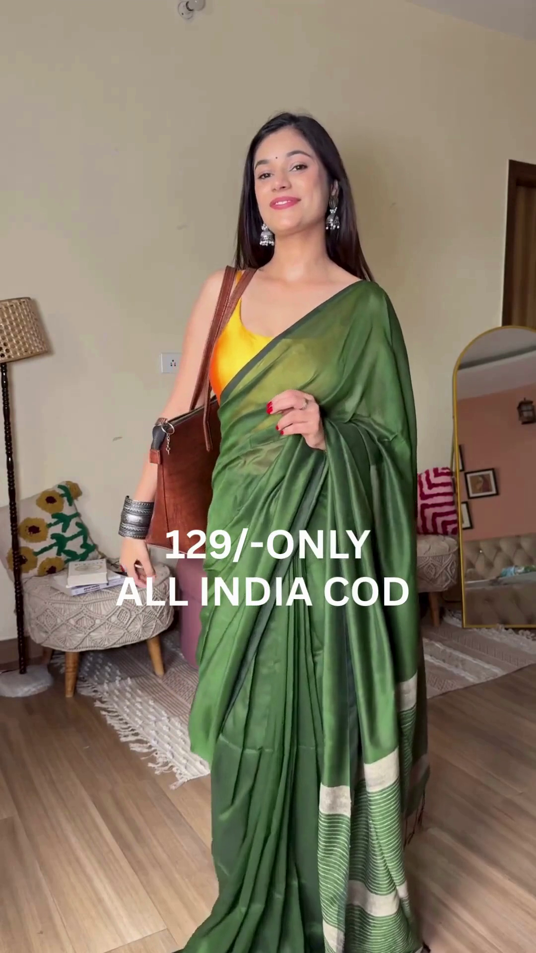Golden Pink Party Wear Silk Saree - Image 3