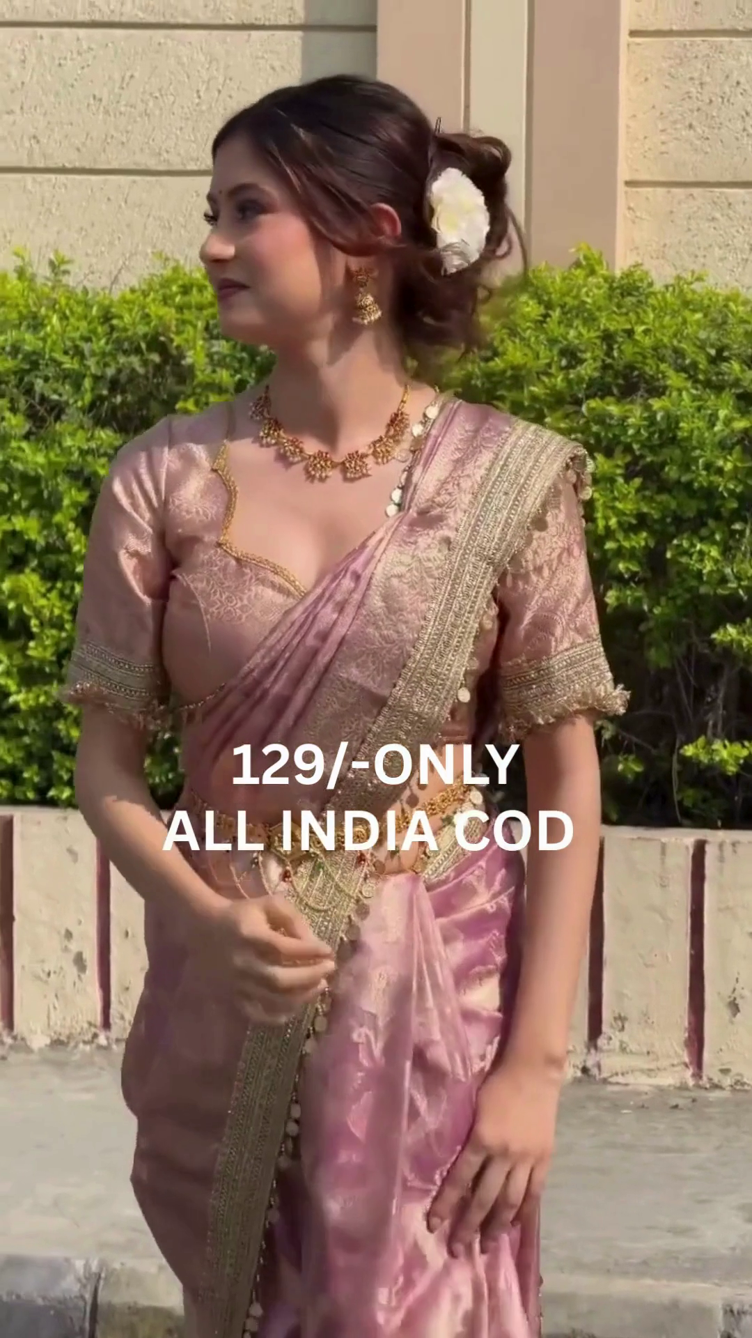 Soft Pink Traditional Silk Saree - Image 3