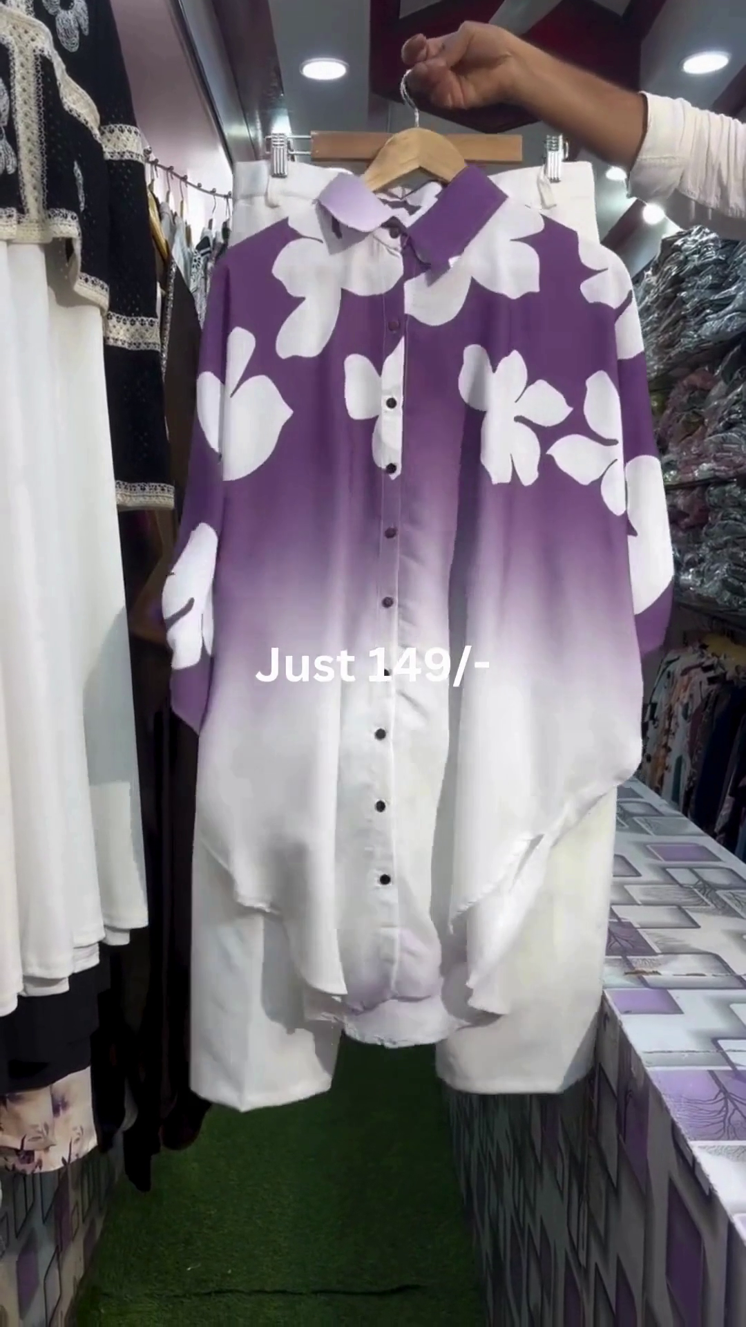 Purple Ombre Casual Shirt & Shorts Set - Image 2