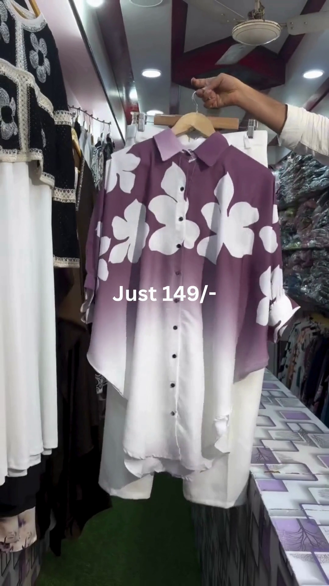 Purple Ombre Casual Shirt & Shorts Set - Image 9