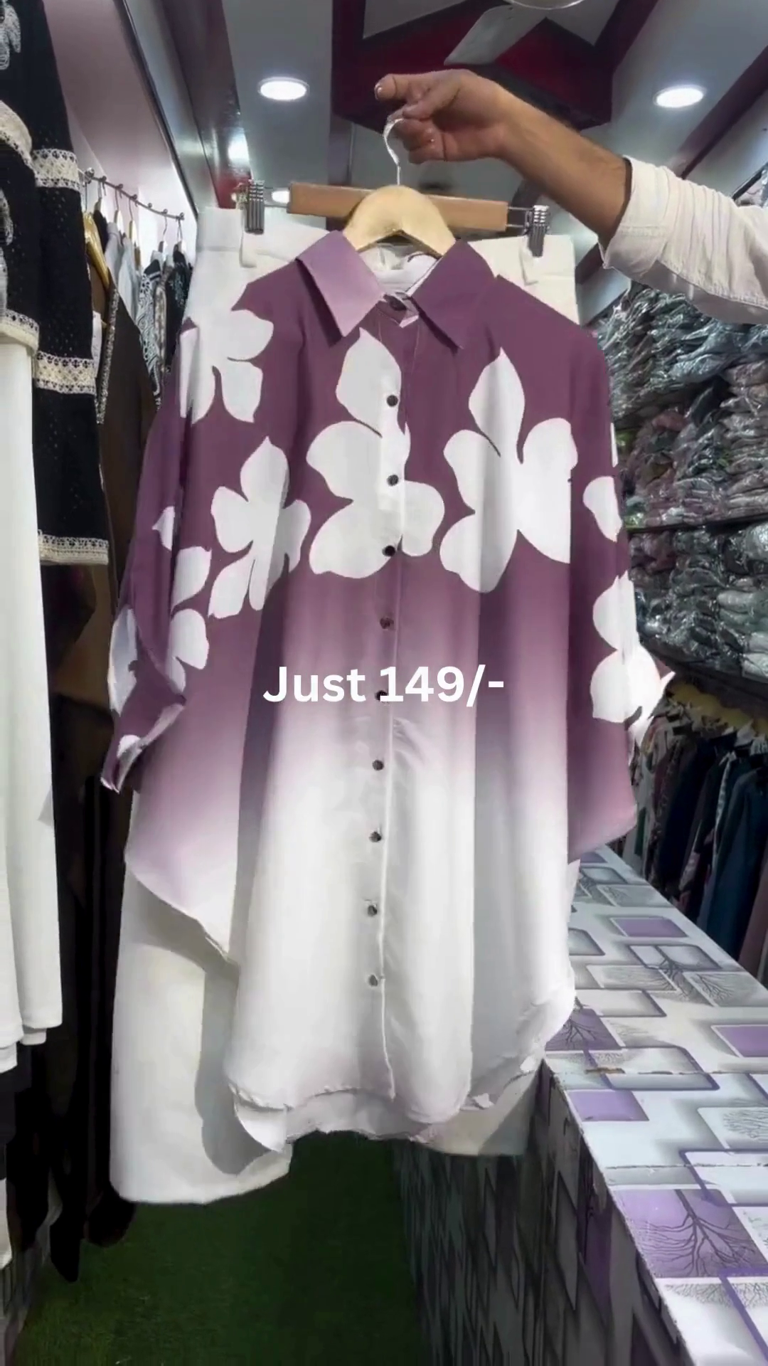 Purple Ombre Casual Shirt & Shorts Set - Image 7