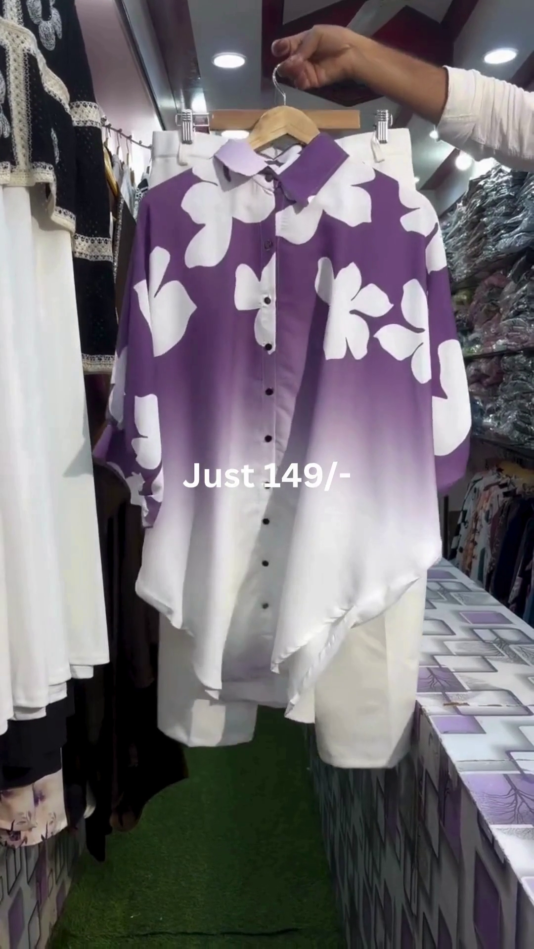 Purple Ombre Casual Shirt & Shorts Set