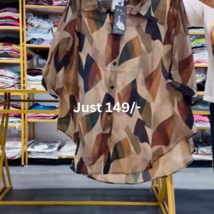 Abstract Print Oversized Casual Shirt